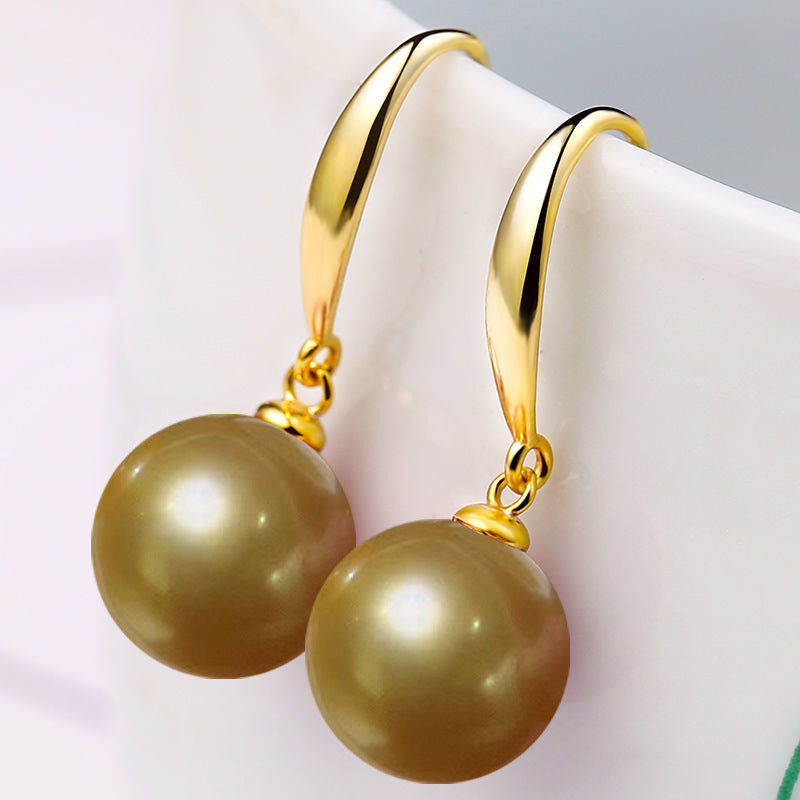 14MM S925 Sterling Silver Shell Pearl Earrings Women