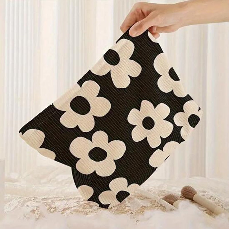 Hand-painted Cartoon Large Floral Corduroy Zipper Buggy Bag