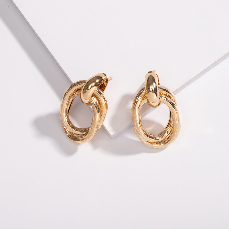Simple Style Metal Ring Exaggerated Earrings