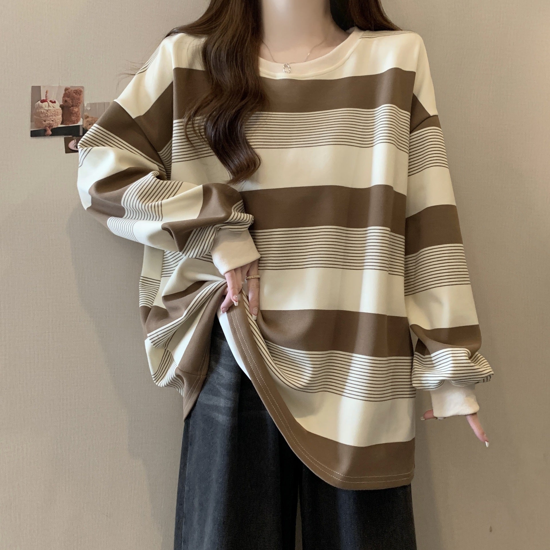 Vintage Stripe Thin Sweater Women's Loose Top