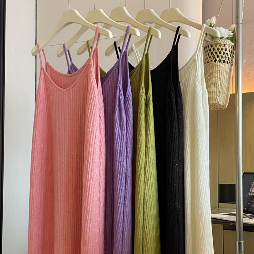 Design Sequin Pleated Temperament Camisole Dress