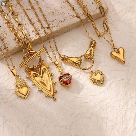 New Heart-shaped Cross Zircon Necklace Red Pendant Female Personality