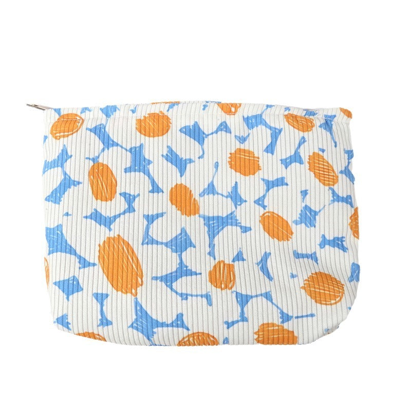 Hand-painted Cartoon Large Floral Corduroy Zipper Buggy Bag