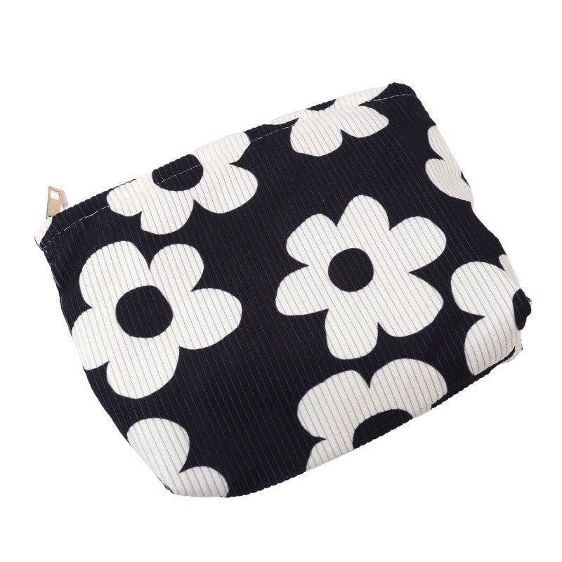 Hand-painted Cartoon Large Floral Corduroy Zipper Buggy Bag