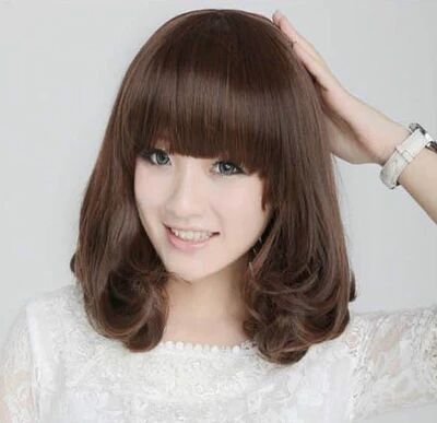 Women's Rinka Haircut Mid-length Straight Hair Long Hair With Bangs Fashion Curly Hair
