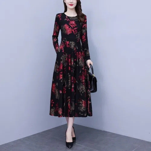 Long Sleeve Plus Size Hide Thick Waist And Belly Dress