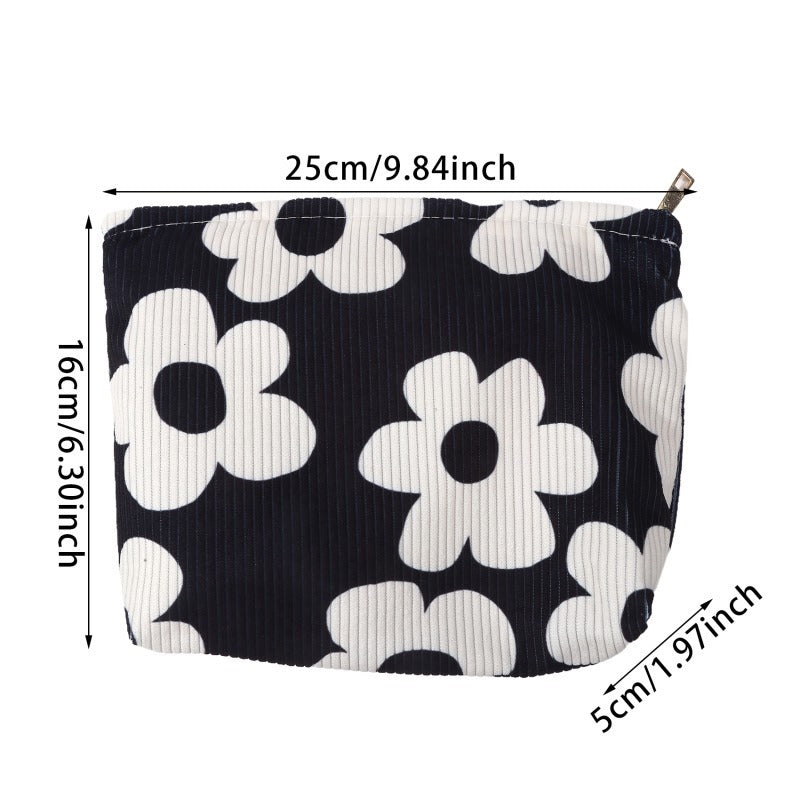 Hand-painted Cartoon Large Floral Corduroy Zipper Buggy Bag