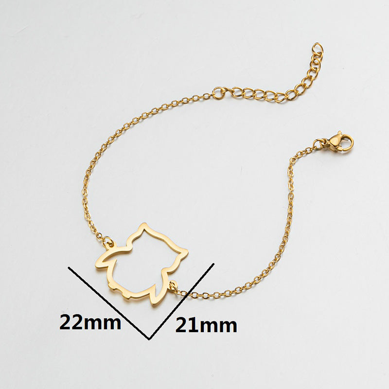 Cut Small Animal Hollow Owl Pendant Simple Bracelet