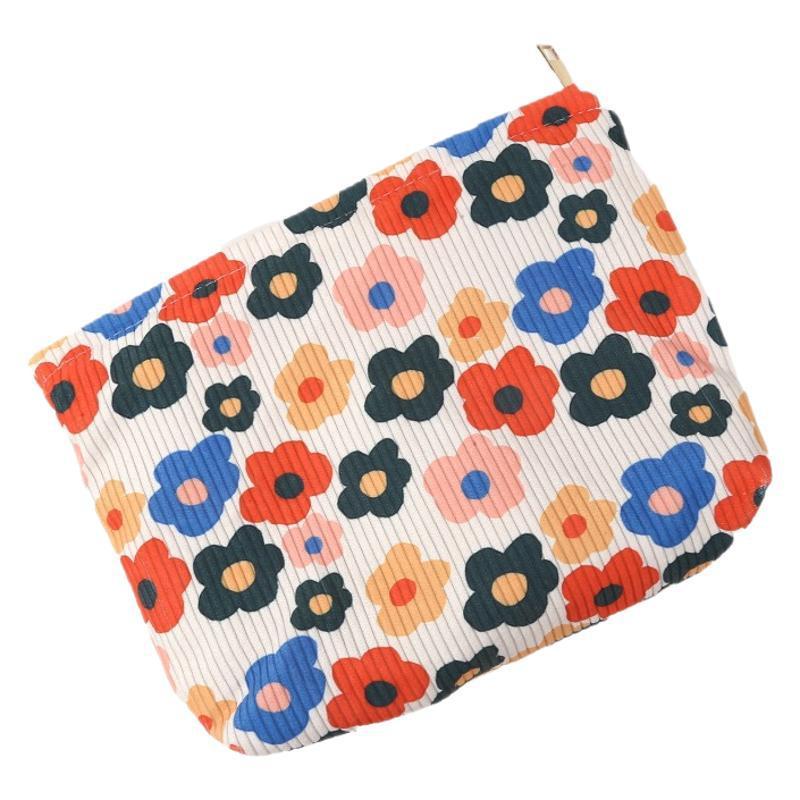 Hand-painted Cartoon Large Floral Corduroy Zipper Buggy Bag