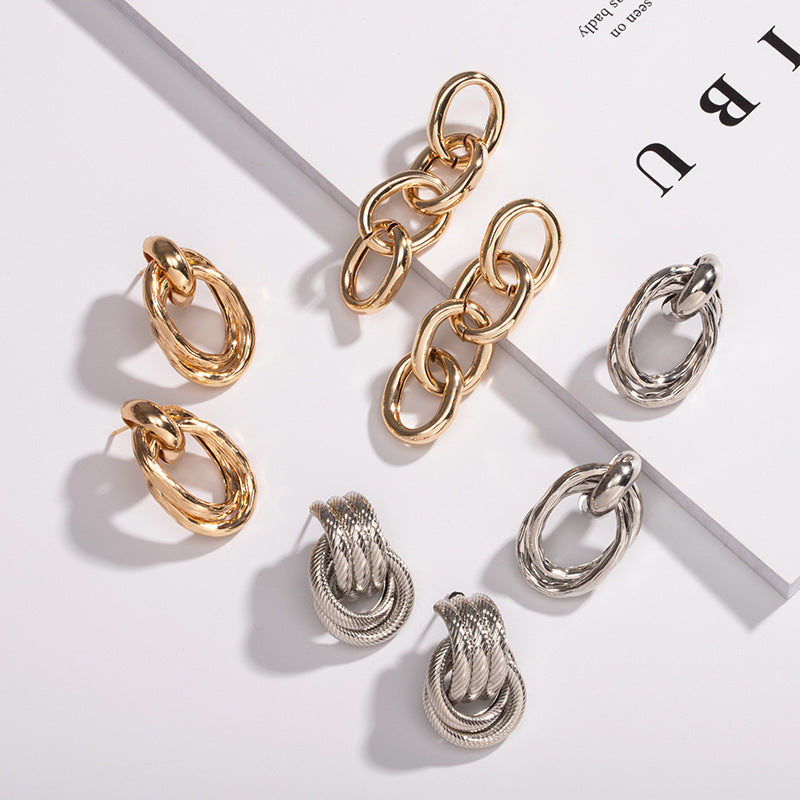 Simple Style Metal Ring Exaggerated Earrings
