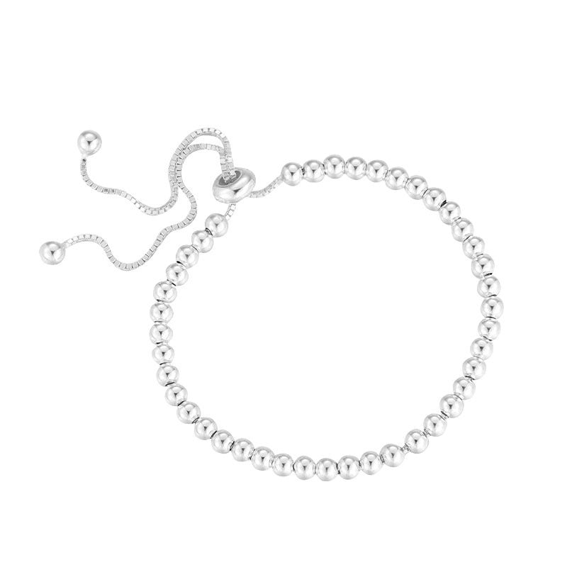 Simple All-Match Silver Round Beads Pull Bracelet For Women New Simple