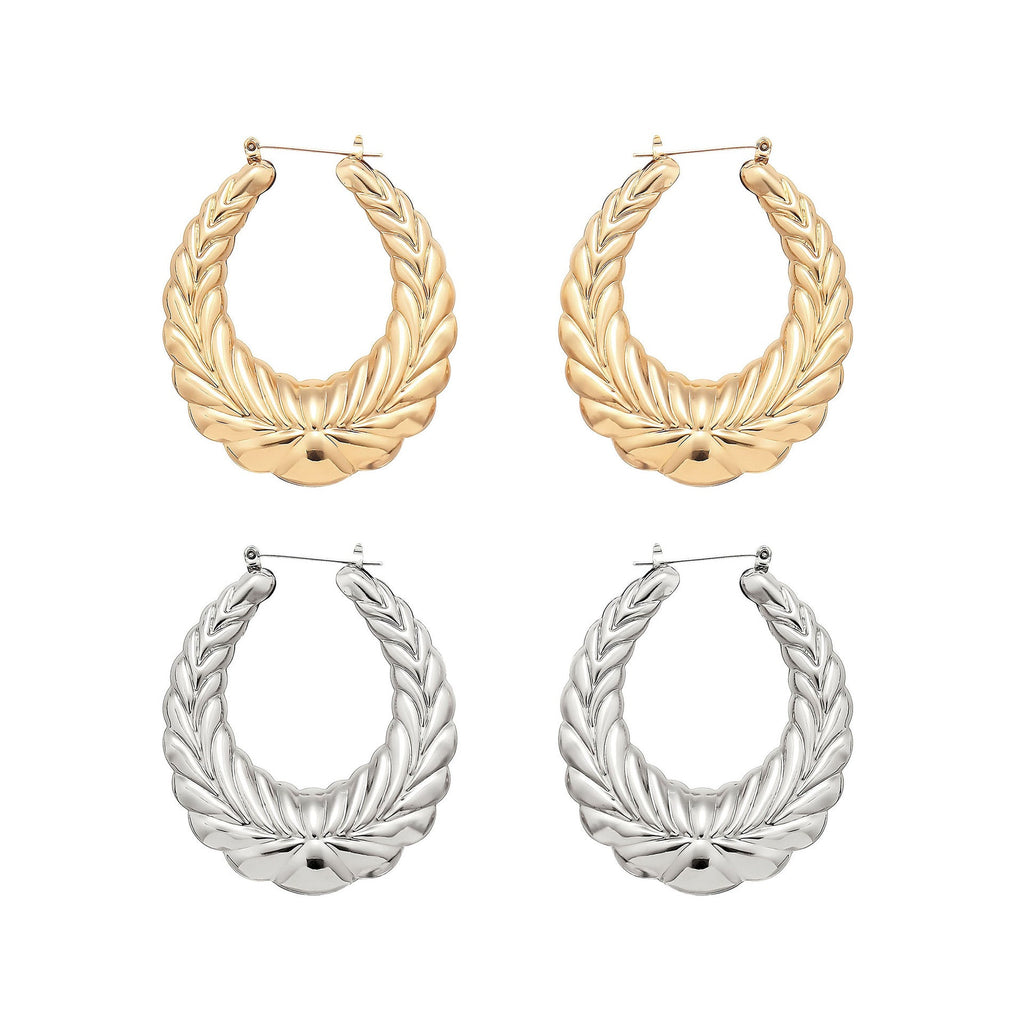 Fashion Personality Wheat Pattern Oval Earrings