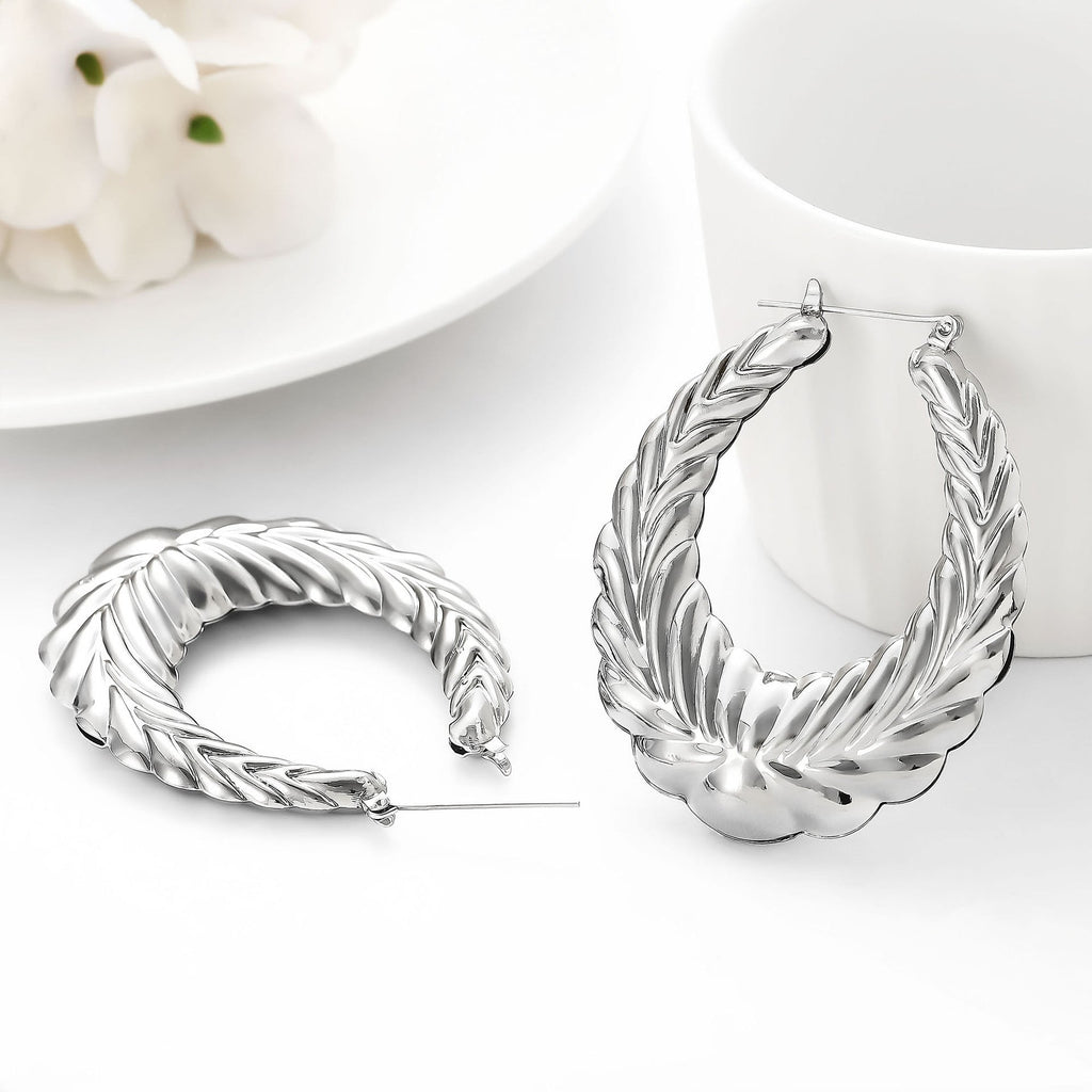 Fashion Personality Wheat Pattern Oval Earrings