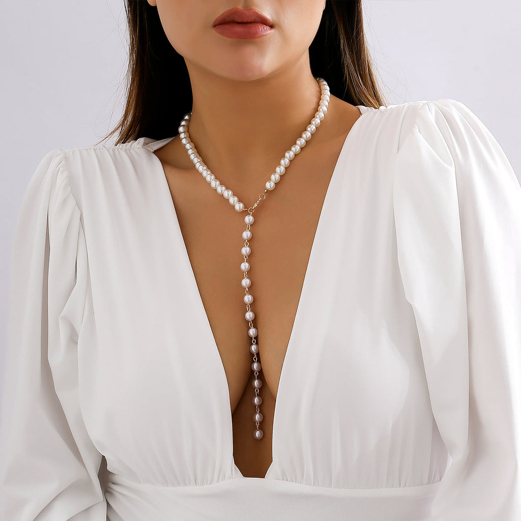 Round Beads Chain Beaded Pearl Niche Necklace