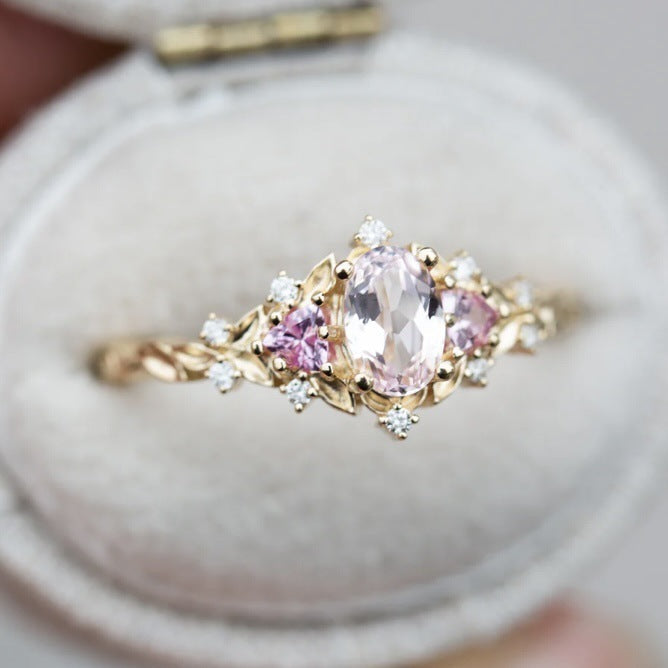 Simple And Fresh Inlaid Zircon Ring