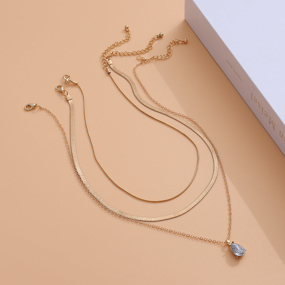 Sweet Cool Simple Metal Niche Water Drop Necklace
