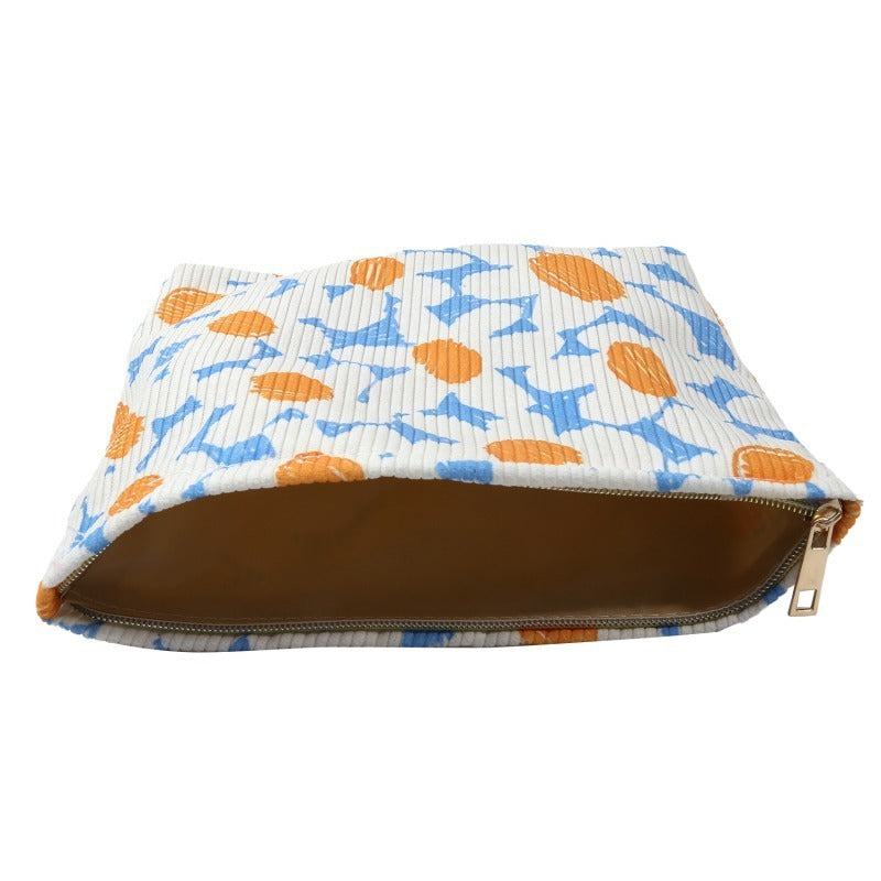 Hand-painted Cartoon Large Floral Corduroy Zipper Buggy Bag