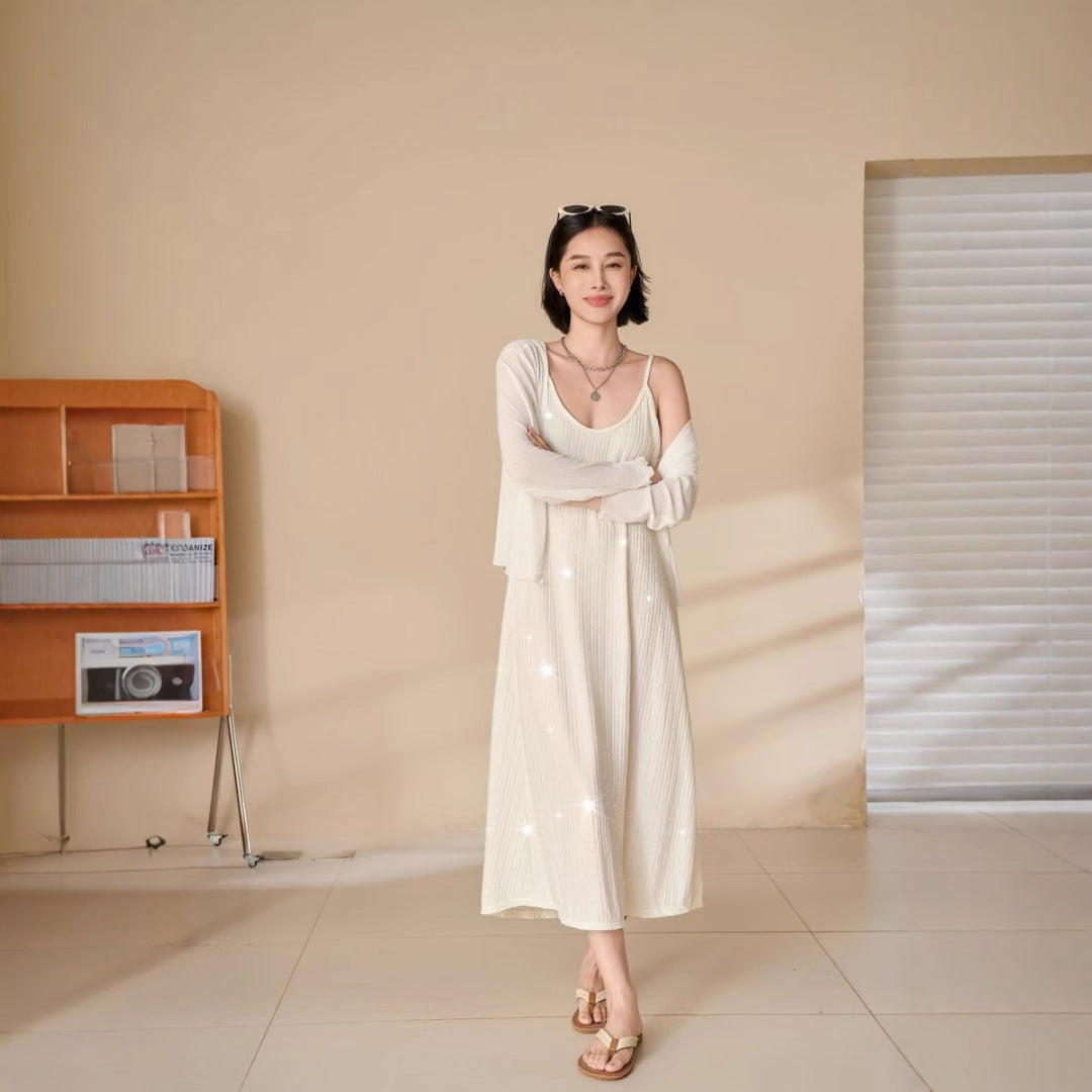 Design Sequin Pleated Temperament Camisole Dress