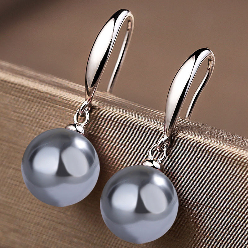 14MM S925 Sterling Silver Shell Pearl Earrings Women