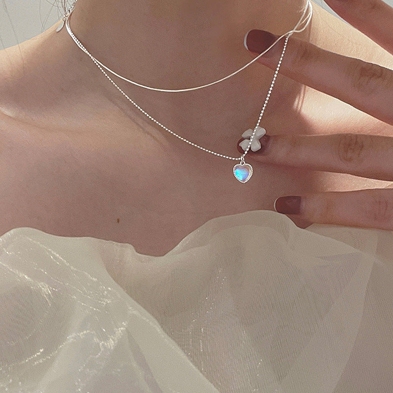 Titanium Steel Necklace Female Niche Design Hot Girl Short Pearl