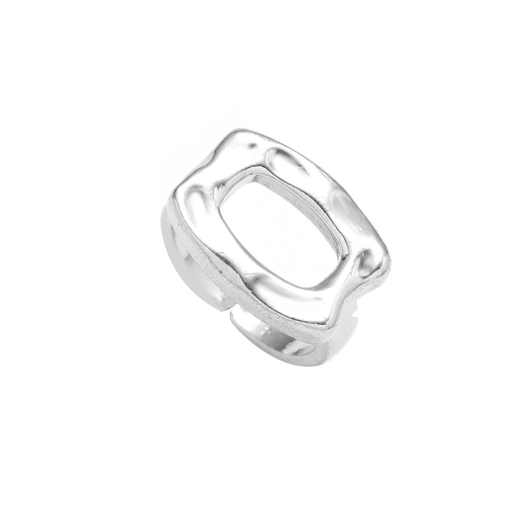 Exaggerated Metal Texture Glossy Round Simple Geometric Alloy Ring