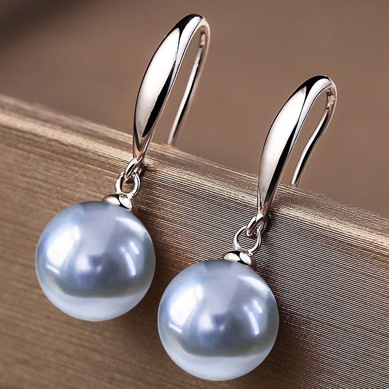 14MM S925 Sterling Silver Shell Pearl Earrings Women