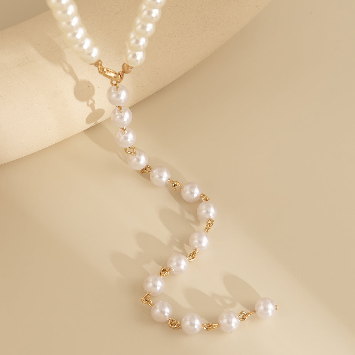 Round Beads Chain Beaded Pearl Niche Necklace